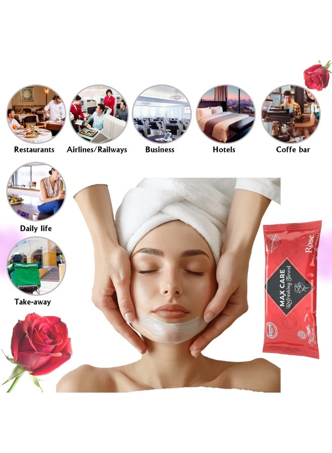 ماكس كير عبوة من 25 منشفة مبللة منعشة للصالة الرياضية، صالون التجميل، مناشف تبريد، مناشف للاستخدام مرة واحدة، مناشف مبللة منعشة لإزالة المكياج برائحة الورد - Image 4